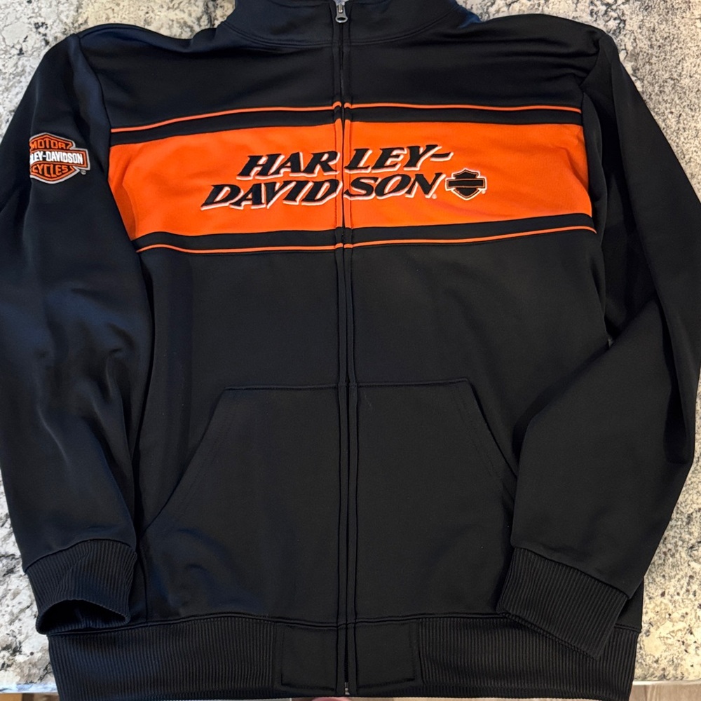 Harley-Davidson Black and Orange Bomber Jacket